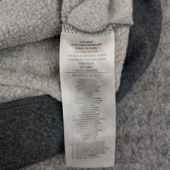 Fox Racing Men's Large Flight Enigma Zip Front Fleece Hoodie Gray Fox Head Rare - Picture 9 of 9